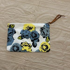 Floral Pouch with Yellow and Gray Roses